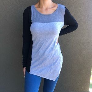 Ladies asymmetric colour block sweater